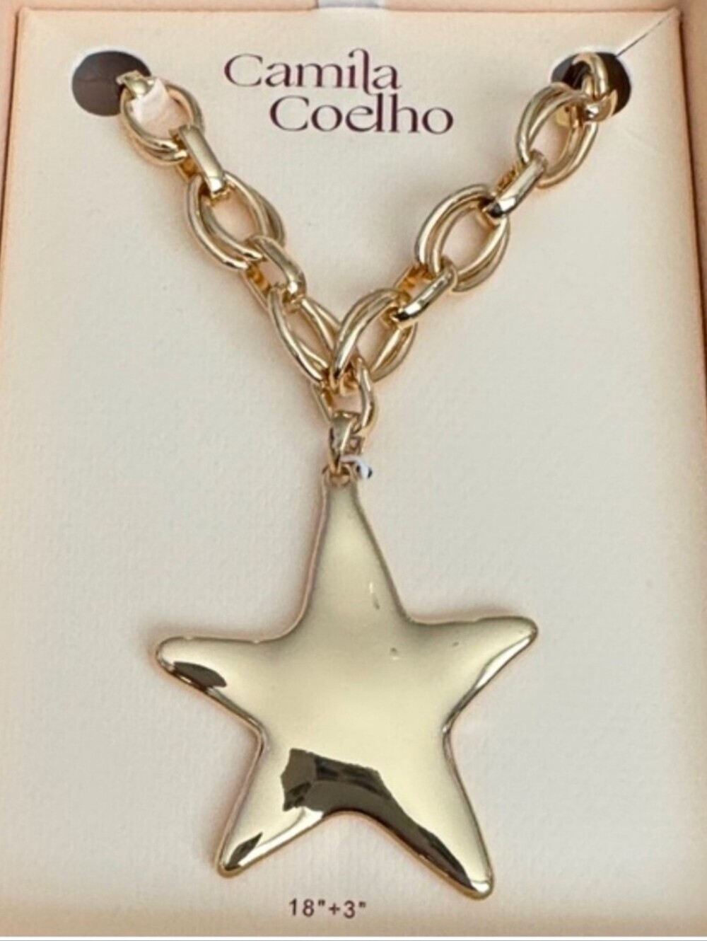 💛▪️Camila Coelho▪️beautiful Viral SHINY STAR medallion pendant 18" Necklace